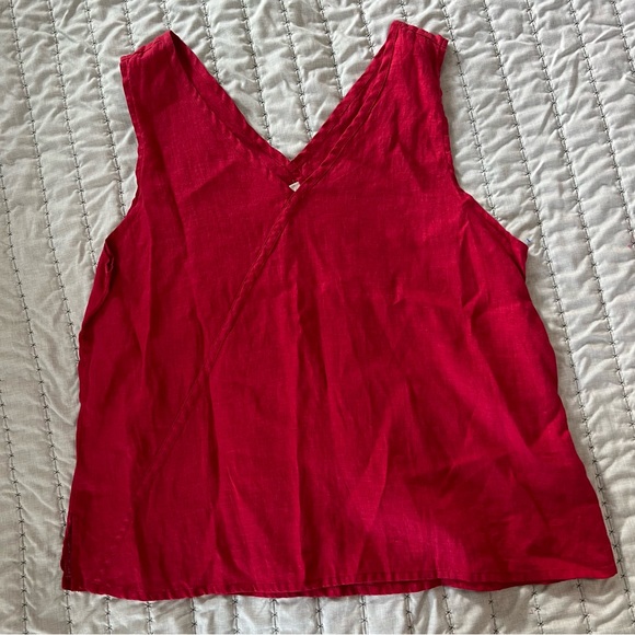 FLAX 100% Line Tank Top V Neck Size Large - Picture 1 of 6